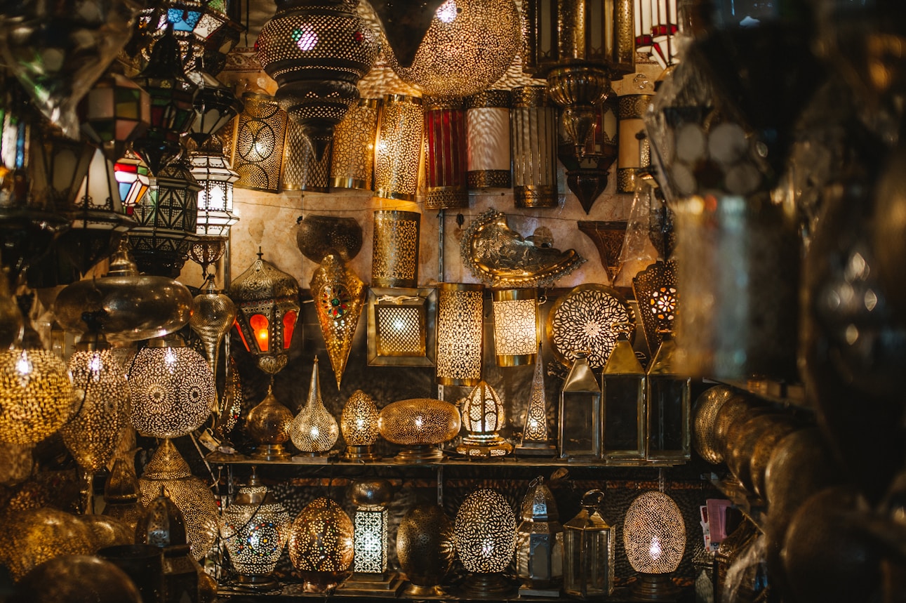 Traditional market with lanterns